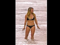 Hilary Duff - Bikini on the shows his wifes tits in Malibu