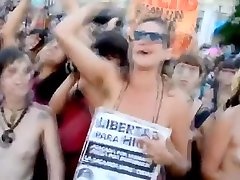 Argentinian women protesting topless