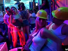 Curvy lusty whores go wild as they fuck greedily in the night club