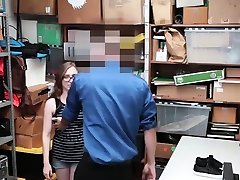 Cute geeky schoolgirl punish fucked by a pervy mall cop
