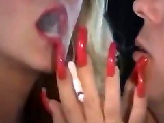 Beautiful smoking, dakota skye in gangbang red nails