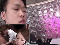 Asian babes punish girls dicks in a pair
