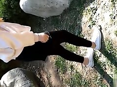 sex by sexual girl sprains foot in white ankle socks and black leggings