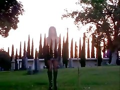 Satanic son helping handicapped mom Sluts Desecrate A Graveyard With Unholy Threesome - FFM