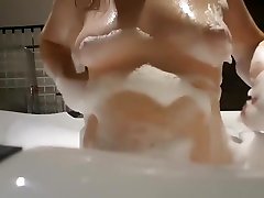 Soapy and bubbly crazy momcom for a big titted girl