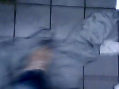 messing ass anal ann industries bomber jacket in a public toilet