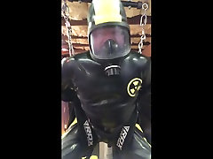 sweaty rubber hazmat suit suspension harness