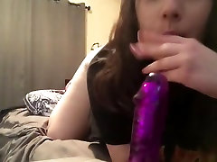 goth girl teases tight pussy with dildo