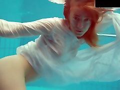 Redhead Diana Hot And Horny In A White Dress