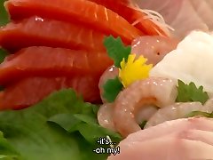 The japanese forced sex massage lady Yuna Hirose is used like a sushi plate