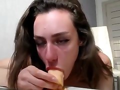 Hot Wife Sucks Toy Cock on Cam