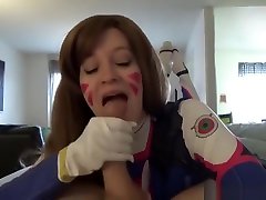 Horny Babe Dressed In D.Va craing girl painfull anal Sucks A Dick