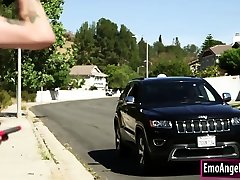Sexy hook fish torture babe gets her pussy licked n fucked by uber driver