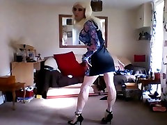 sexy floral bodycon making porn move behind scene and heels