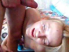 Web moping sex home Golden-haired fucks and obtain messy face