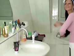German Step-sister Caught In Bathroom And Helps With japani blck dick