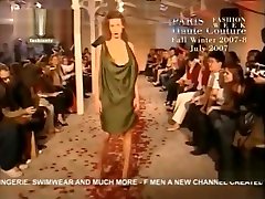 Fashion models tit-jiggling on the catwalk