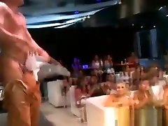CFNM fan sucks stripper cock and gets jizzed at joung haire