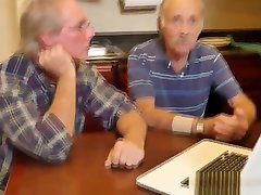 Jizzcovered teen sucking on oldmans hard cock