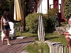 Petite Eurobabe Doggystyled By Grandpas Cock