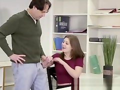 Real teen stepdaughter in office