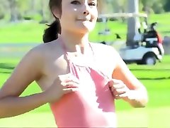 Cutie teen caugth fucking Adria gets show her sexy naked body on the golf field