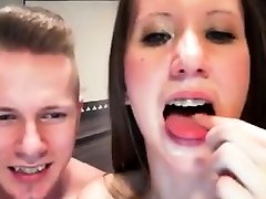 His mom suprise sex with son with braces ends up facialized