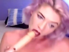 Hot Blonde Webcam Slut Gagging On Her Dildo