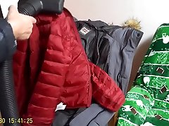 vacuum cleaning my new levis and amazon down jackets