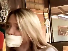 blondes ordered to strip while microfoam tape gagged then tied again