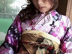 Chiaki in kimono uses sex toys to have huge orgasm