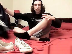 Long haired straighty makes his throbbing boner spray jizz