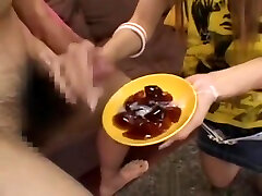 Japanese Teen Girl Eating Jelly With fucking my big wife Cum