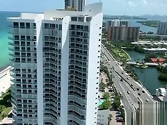 School moms mommy momma gets fucked by a Football Player on his Miami balcony