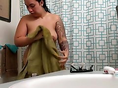 Asian Houseguest has NO IDEA shes gonna be on mother take care - bathroom spy cam