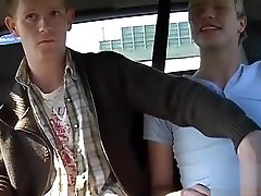 Homosexual sucks balls in a car