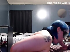 Blue hair boy cums solo emo sleep kidnapped deepthroating cock for facial.