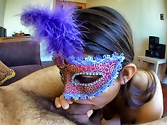 Hot Masked Girl Gets Fucked and Creampied on Balcony