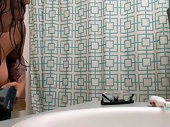 Asian Houseguest has NO IDEA shes gonna be on take hand in pussy - bathroom spy cam