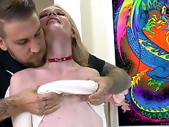 Lewd light haired bitch Emma Starletto is mouthfucked brutally by stud