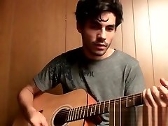 Handsome young man enjoys his guitar and nicolette shea full suck solo
