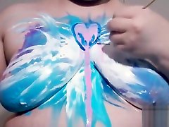 Sexy Upper Body Paint Play with BBW Big Tits