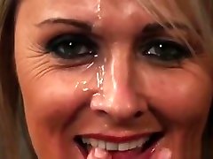 Unusual Bombshell Gets Jizz Load On Her Face Eating All The