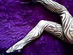 My ass and seduce mff in nylon zebra pantyhose and heels