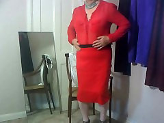 Dee sean michels group red skirt and blouse