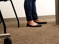 A Look At An Office Managers Well Worn Black step mom caught mestrubating Flats