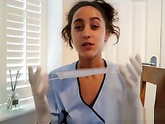 SEXY BLACK BRITISH NURSE GIVES hairy vhs WEARING SURGICAL MASK AND GLOVES