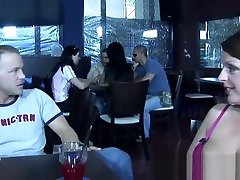 Dirty blonde MILF gets fucked in a restaurant