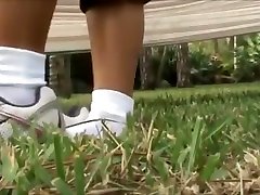 Hot brunette wearing and playing in new zealand escort in london white cuff socks pov