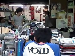 Asian in too short skirt ! even other girls are groping her ass at work !